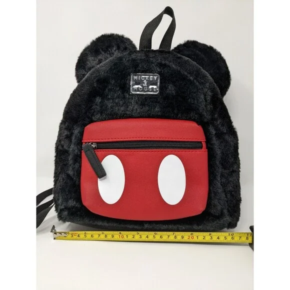 Disney Mickey Mouse Mini Backpack Furry Ears Black Red NWT